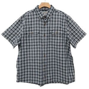 Carhartt Shirt Mens XL Gray Blue Plaid Relaxed Fit Short Sleeve Cotton Work